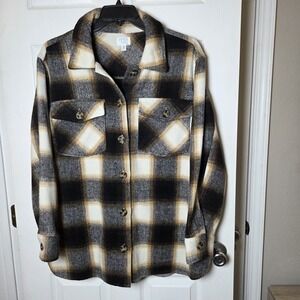 Time and Tru sz XXL (20) plaid button up shacket cozy fall winter basic oversize